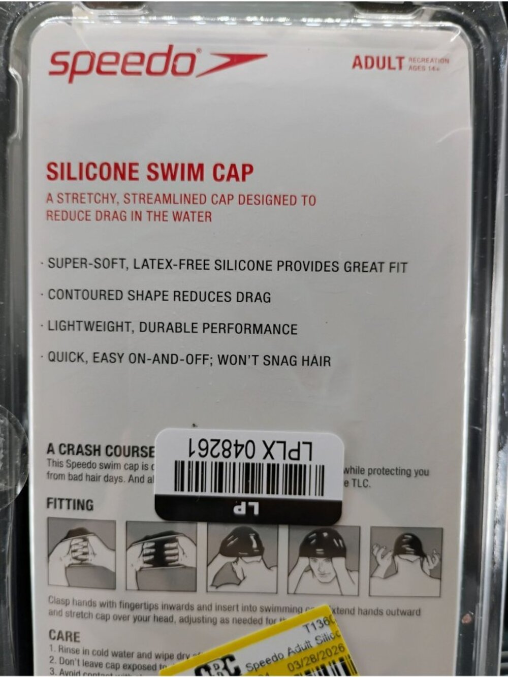 Speedo Adult Silicone Swim Cap Latex-Free Durable Black Design - Picture 3 of 6